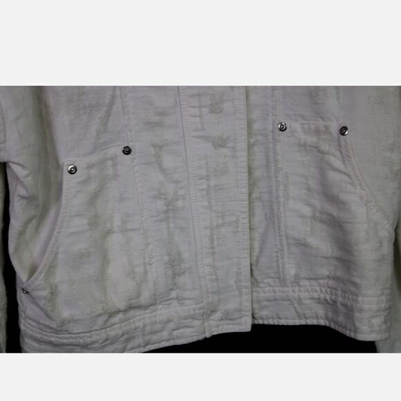 Free People womens jacket Tattered Distressed white denim tennis jacket SMALL - Picture 6 of 8